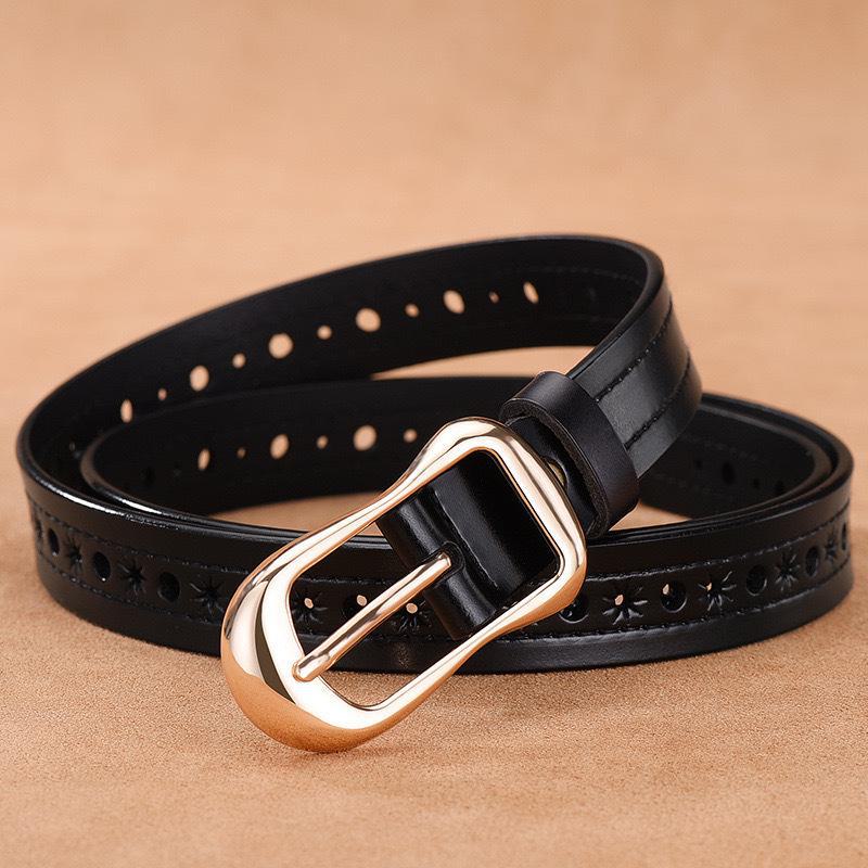 Lässiger Gürtel aus echtem Leder für Damen mit Dornschließe - Vielseitiger Taillengürtel aus koreanischem Rindsleder 120 cm von Joom DACH