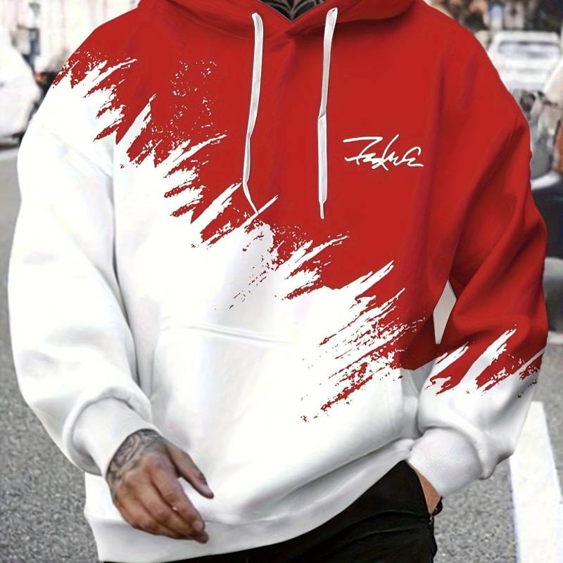 Lässiger Herren-Kapuzenpullover mit Farbverlauf, bedruckt, langärmelig, Kapuzenpullover, Muster, Herrenbekleidung, Hip-Hop-T-Shirt, Oberteil, übergroßes Sportshirt, 5XL 4XL von Joom DACH