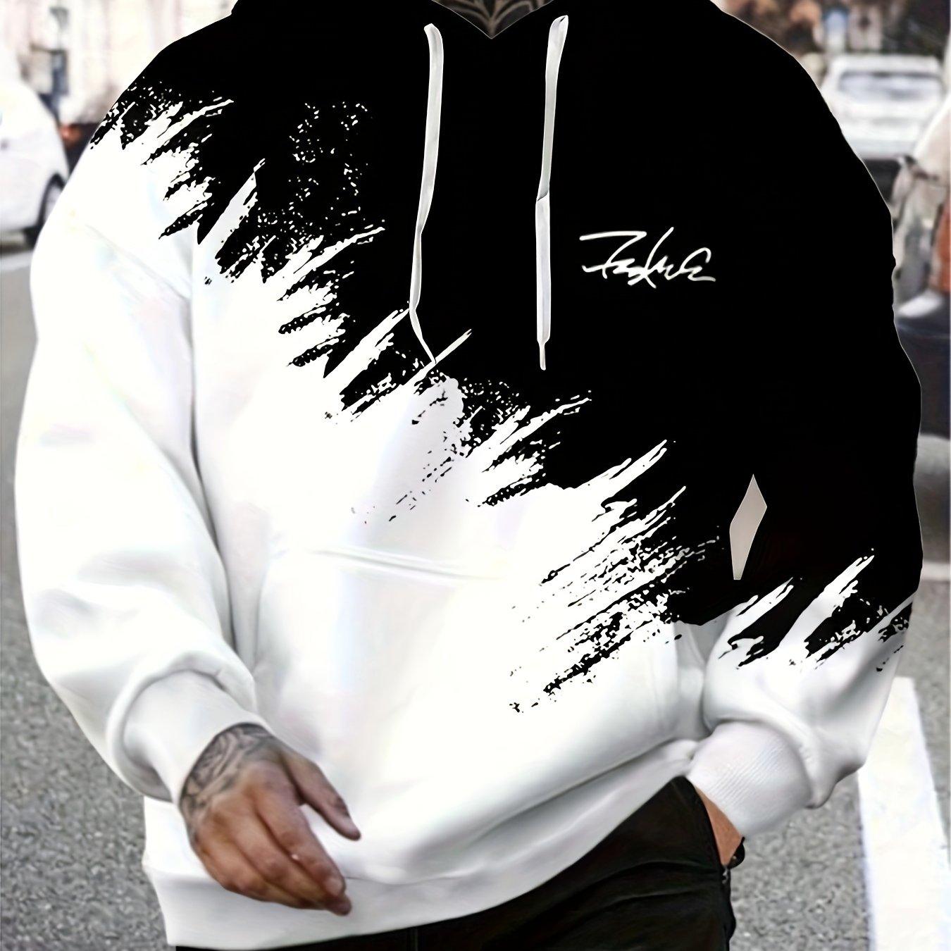 Lässiger Herren-Kapuzenpullover mit Farbverlauf, bedruckt, langärmelig, Kapuzenpullover, Muster, Herrenbekleidung, Hip-Hop-T-Shirt, Oberteil, übergroßes Sportshirt, 5XL M von Joom DACH