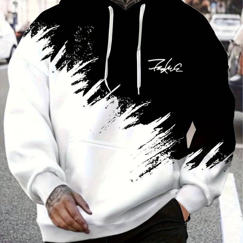 Lässiger Herren-Kapuzenpullover mit Farbverlauf, bedruckt, langärmelig, Kapuzenpullover, Muster, Herrenbekleidung, Hip-Hop-T-Shirt, Oberteil, übergroßes Sportshirt, 5XL M von Joom DACH