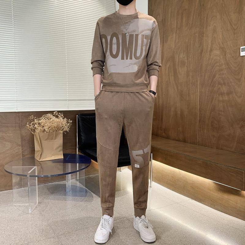 Lässiger Sportanzug für Herren, Frühling und Herbst, neues Rundhals-Sweatshirt, lockerer, hübscher Anzug 4XL von Joom DACH