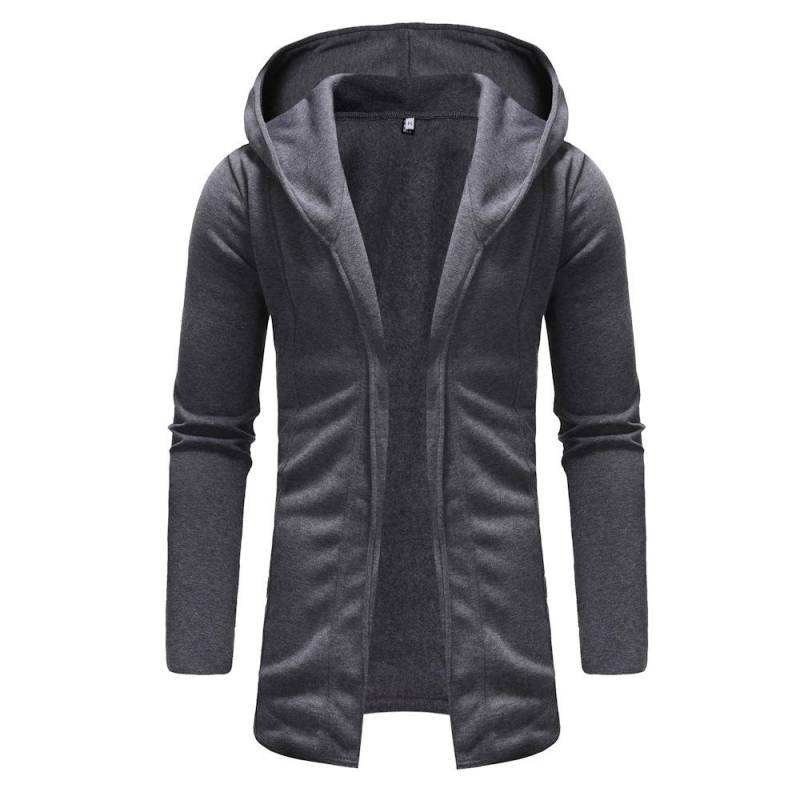 Lässiger mittellanger, einfarbiger Cardigan mit Kapuze für Herren im Herbst XL dunkelgrau Lässiger mittellanger, einfarbiger Cardigan mit Kapuze für Herren im Herbst XL dunkelgrau von Joom DACH