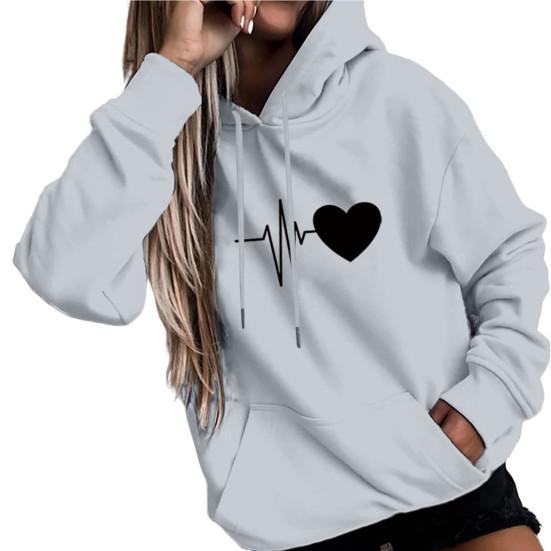 Lässiges Fleece-Sweatshirt Damen-Sweatshirt Lockeres Hoodie-Sweatshirt 2XL grau von Joom DACH