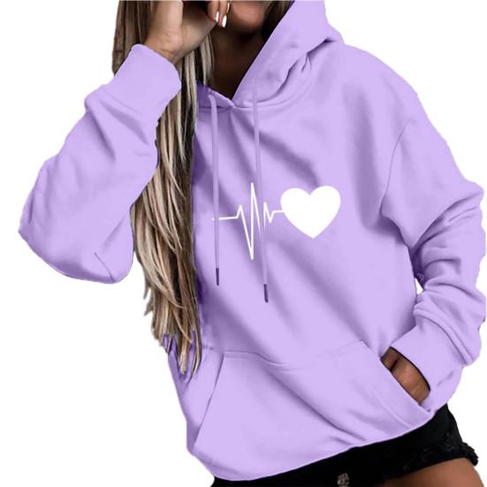 Lässiges Fleece-Sweatshirt Damen-Sweatshirt Lockeres Hoodie-Sweatshirt 3XL violett von Joom DACH