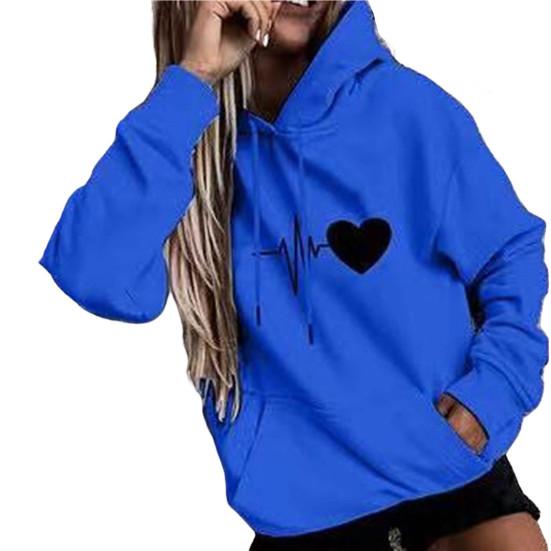 Lässiges Fleece-Sweatshirt Damen-Sweatshirt Lockeres Hoodie-Sweatshirt M blau von Joom DACH