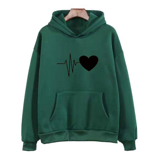 Lässiges Fleece-Sweatshirt Damen-Sweatshirt Lockeres Hoodie-Sweatshirt XL dunkelgrüne von Joom DACH