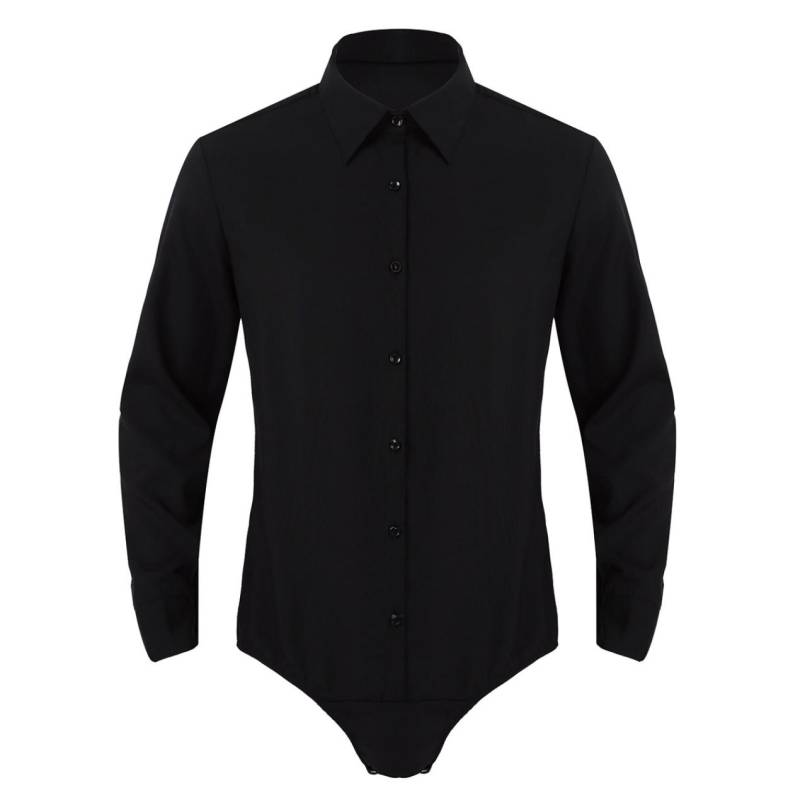 Lässiges Hemd mit langen Ärmeln für Herren, lässiges Bodysuit-Hemd, Tops, Umlegekragen, Strampler-Outfit XXL von Joom DACH