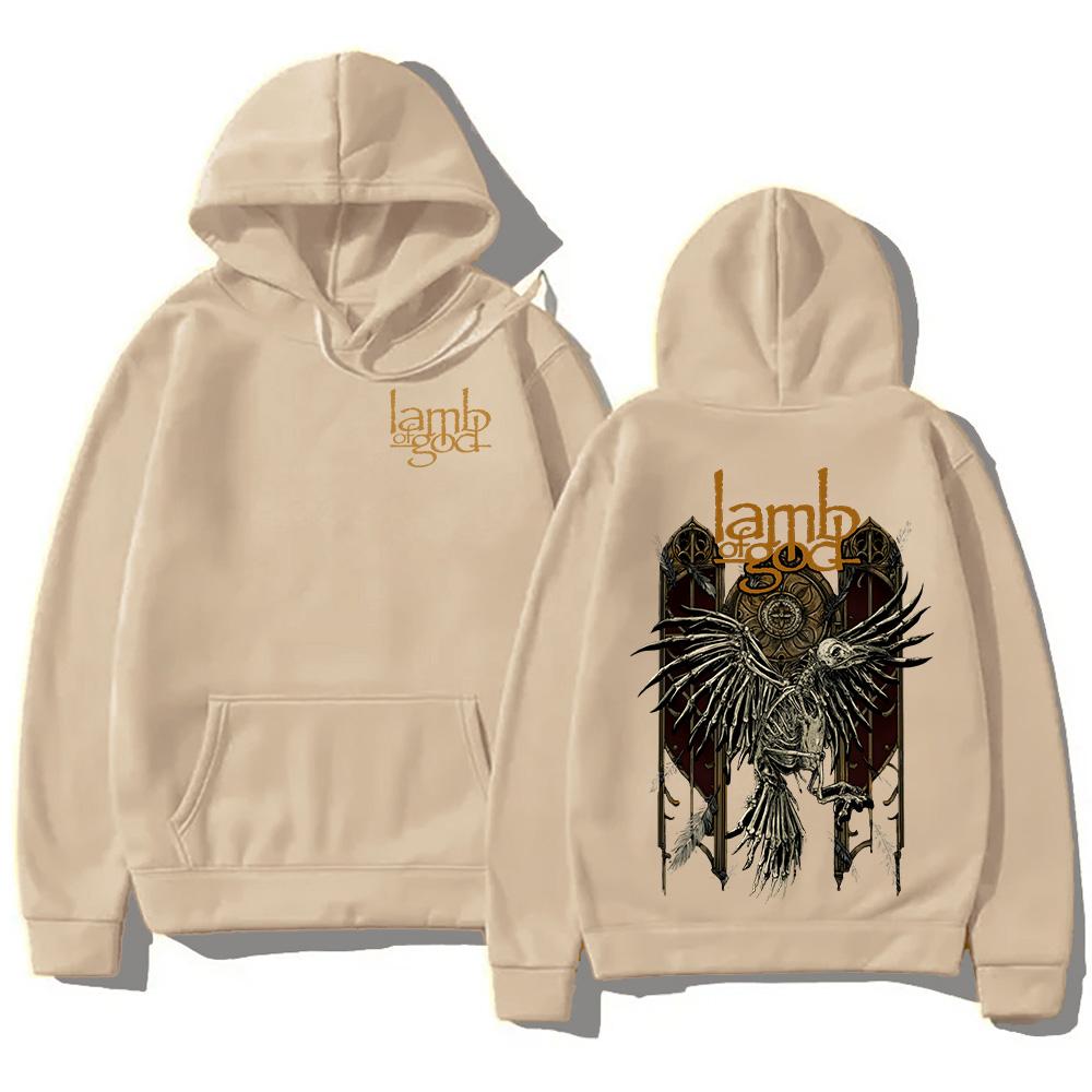 Lamb of God Heavy Mental Band T-Shirt Hoodies Herren Retro-Kleidung Lamb of God Album Cover Grafik Sweatshirts Harajuku Pullover L khaki von Joom DACH