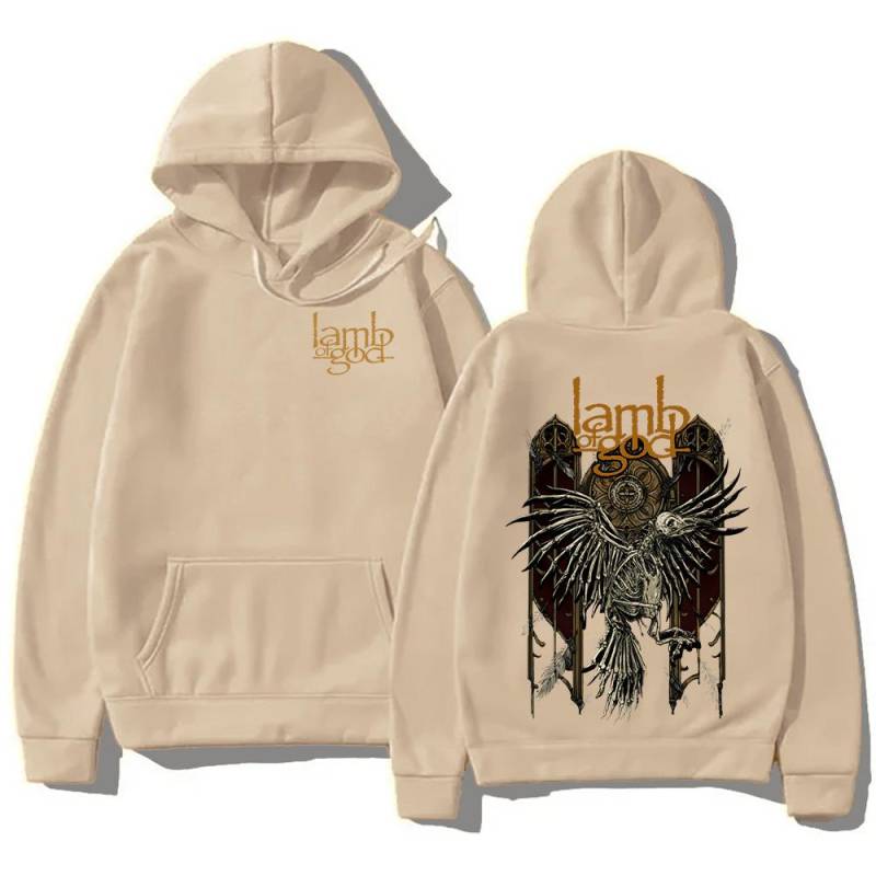 Lamb of God Heavy Mental Band T-Shirt Hoodies Herren Retro-Kleidung Lamb of God Album Cover Grafik Sweatshirts Harajuku Pullover L khaki von Joom DACH
