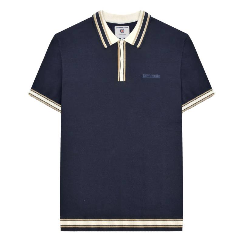 Lambretta Herren SS25 Strick-Poloshirt mit Paspelierung XL dunkelblau von Joom DACH