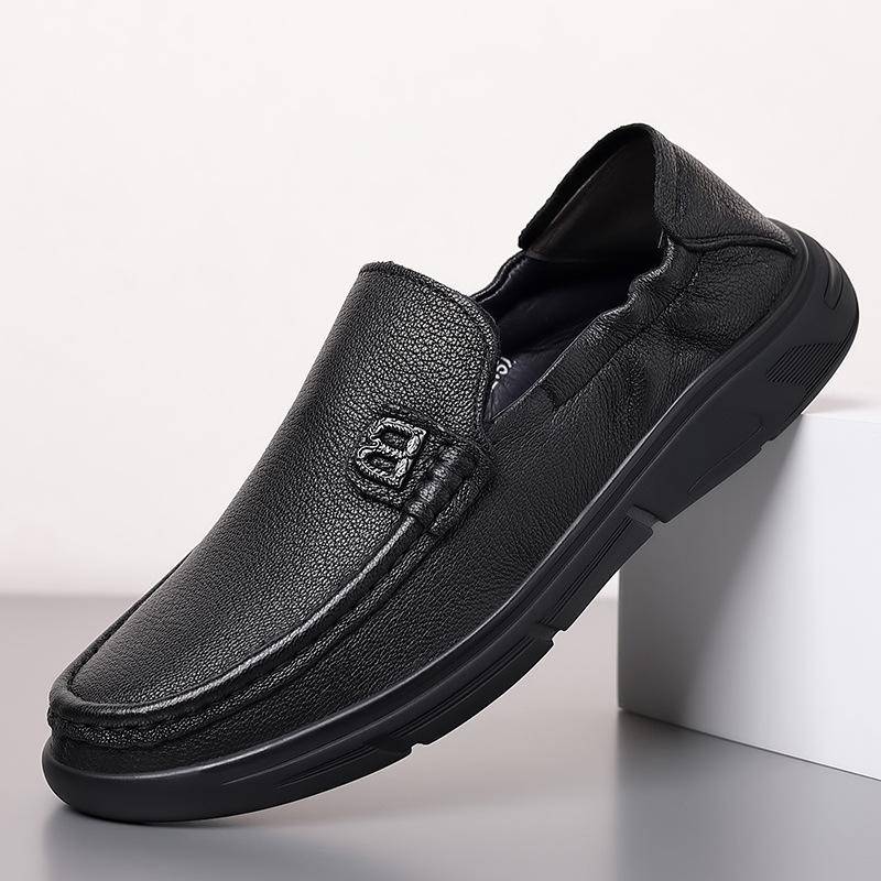 Lammfell Freizeitschuhe Leder Herren Frühling Tägliche Slipper Echtes Leder Weiche Sohle Slipper Mittelalterlicher Papa Fahren Herrenschuhe 44 von Joom DACH