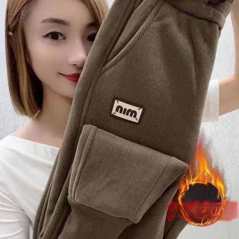 Lammplüschhose Damen Winter Hochtailliert All-Match Verdickte Jogginghose Zum Warmhalten und Schlankmachen, All-Match Lässig S von Joom DACH