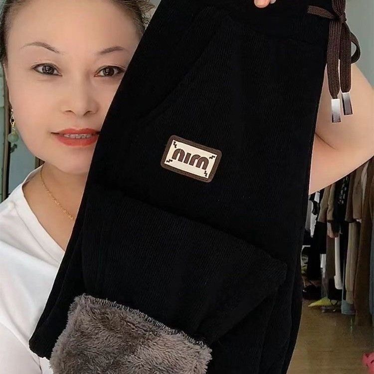 Lammplüschhose Damen Winter Hochtailliert All-Match Verdickte Jogginghose Zum Warmhalten und Schlankmachen, All-Match Lässig XL von Joom DACH