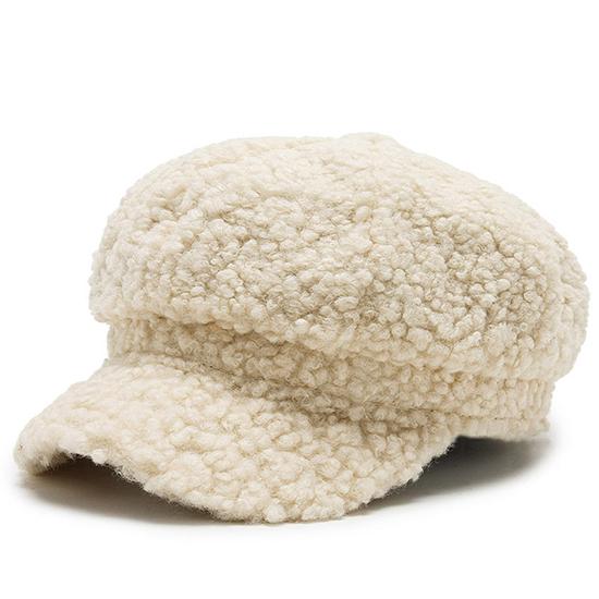 Lammwolle Frauen Berets Hut Winter Vintage Kappe Frauen Casual Kürbis Hut Flache Baskenmütze Hüte Peaky Blinders Schirmmütze beige von Joom DACH