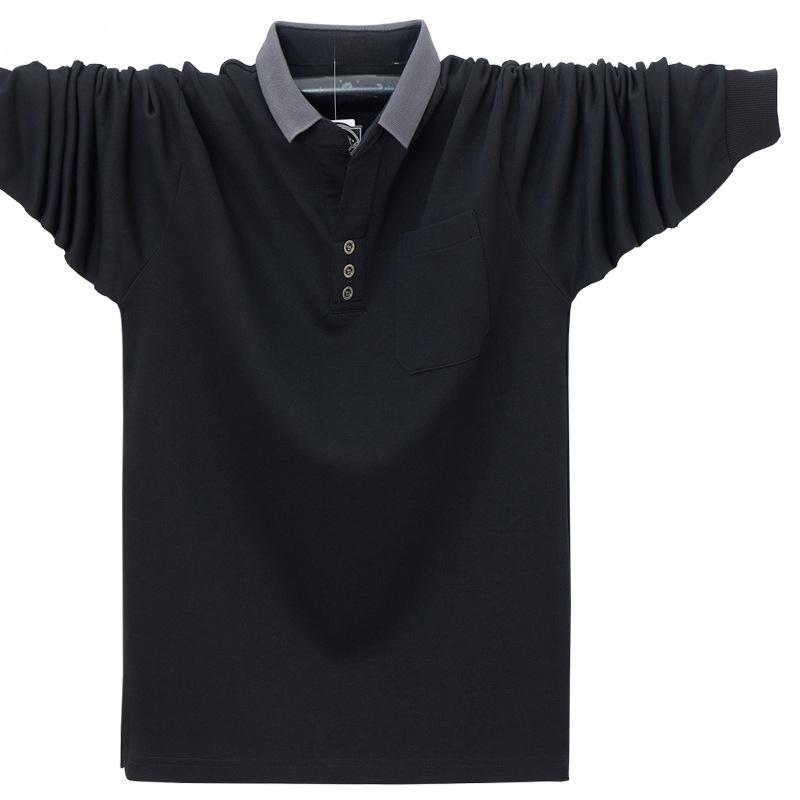 Langärmelige Golf-Poloshirts für Herren, sportlich, lässig, mit Reisekragen, leicht, atmungsaktiv, Business- und Arbeits-Poloshirts für Männer, Frühlings- und Herbstoberteile 5XL schwarz von Joom DACH