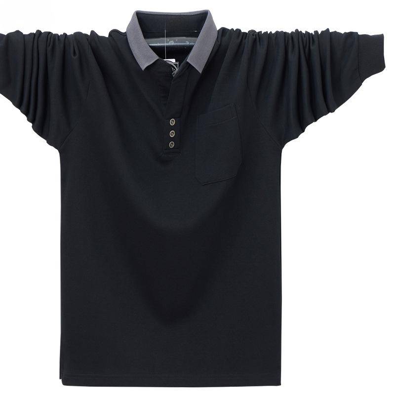Langärmelige Golf-Poloshirts für Herren, sportlich, lässig, mit Reisekragen, leicht, atmungsaktiv, Business- und Arbeits-Poloshirts für Männer, Frühlings- und Herbstoberteile 5XL schwarz von Joom DACH