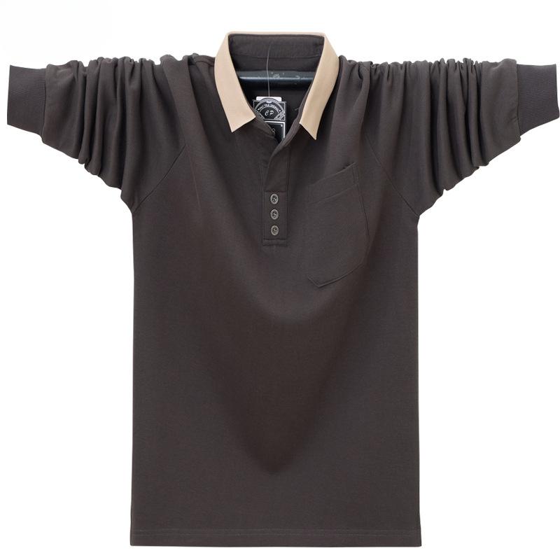 Langärmelige Golf-Poloshirts für Herren, sportlich, lässig, mit Reisekragen, leicht, atmungsaktiv, Business- und Arbeits-Poloshirts für Männer, Frühlings- und Herbstoberteile XXL dunkelgraue von Joom DACH