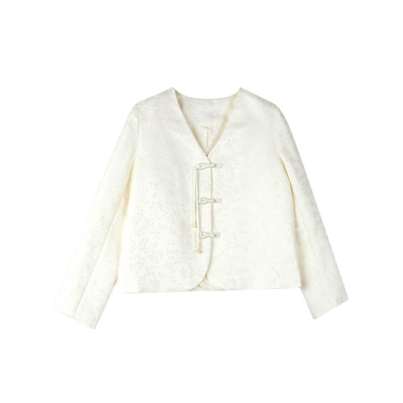 Langärmelige Kurzjacke im chinesischen Stil für Damen im Frühling, neues Retro-Cardigan-Oberteil im Stil der Damen M von Joom DACH