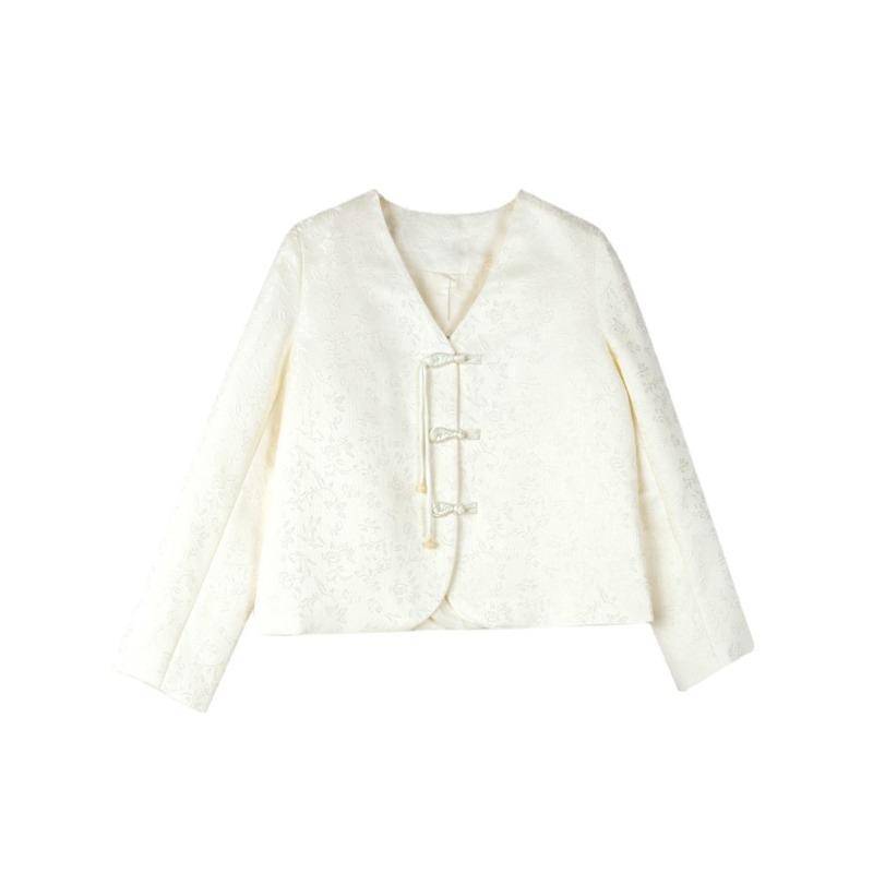 Langärmelige Kurzjacke im chinesischen Stil für Damen im Frühling, neues Retro-Cardigan-Oberteil im Stil der Damen M von Joom DACH