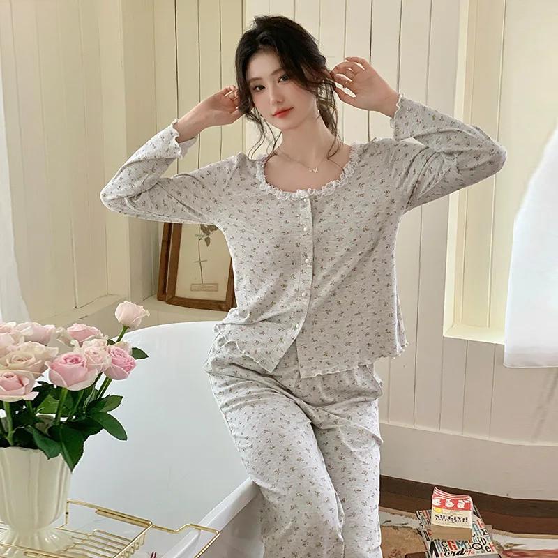 Langärmeliger Anzug Hautfreundlicher Carmful-Stil Sanfte Kleine Hauskleidung Oberbekleidung Pyjama für Frauen L von Joom DACH