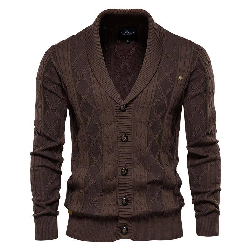 Langärmiger V-Ausschnitt Strick-Cardigan Herren Groß Jacquard Pullover Herren Jacke Übergröße M von Joom DACH