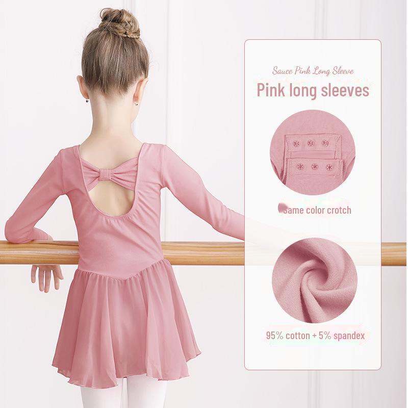 Langärmliger Ballett-Tanz-Overall für Mädchen - Chinesisches Herbsttanzkostüm 120 yards rosa von Joom DACH