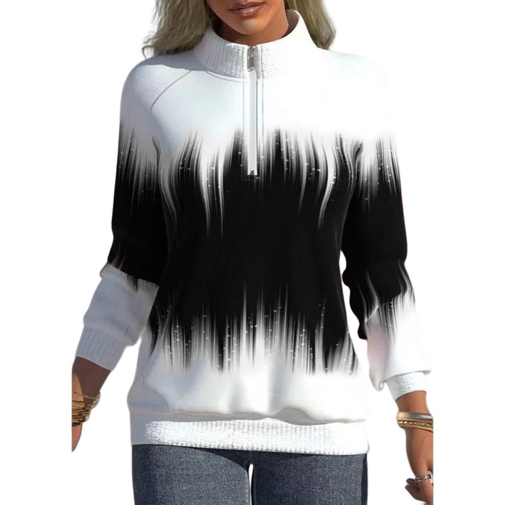 Langärmliges Damen-Sweatshirt mit halbem Rollkragen und Reißverschluss, Strickjacke, baggy, warm, Damen-Oberteil, Mantel, modisch, lässig 2XL schwarz Langärmliges Damen-Sweatshirt mit halbem Rollkragen und Reißverschluss, Strickjacke, baggy, warm, Damen-Oberteil, Mantel, modisch, lässig 2XL schwarz von Joom DACH