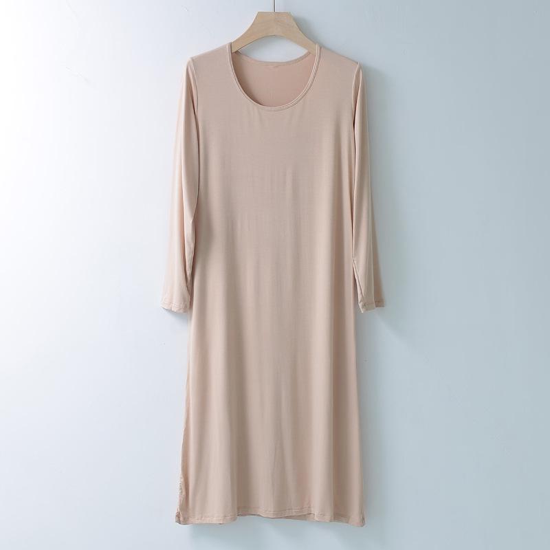 Langärmliges Nachthemd aus Modal für Damen – Locker, dünn und perfekt für den Pyjama im Frühling und Sommer Long 100cm von Joom DACH