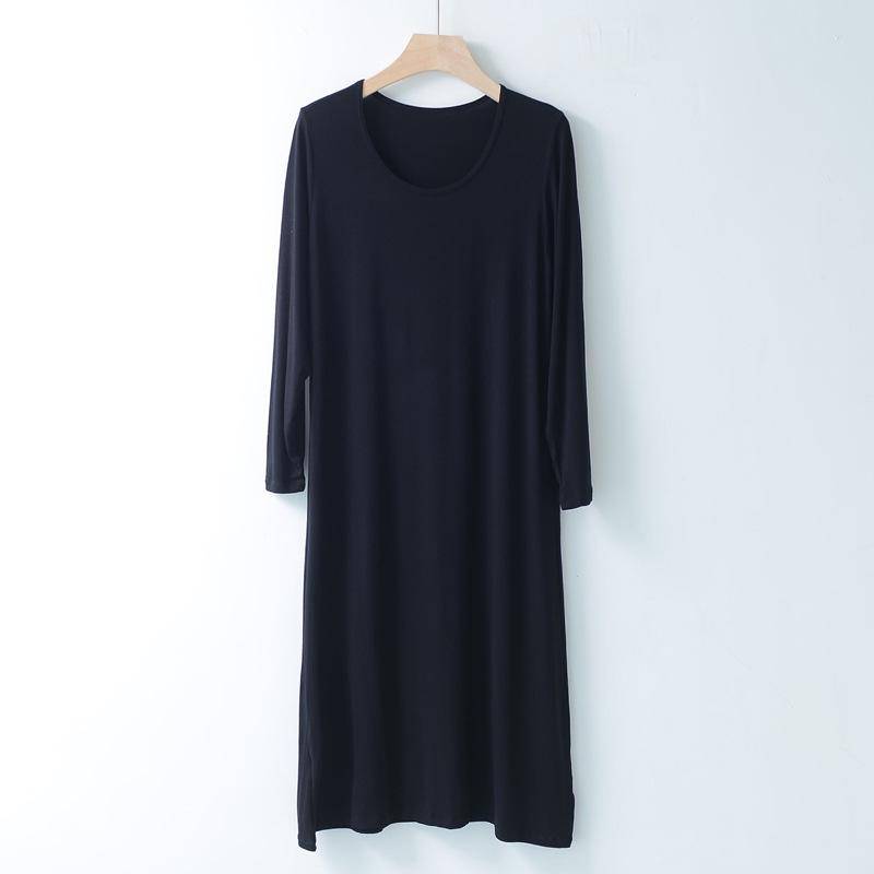 Langärmliges Nachthemd aus Modal für Damen – Locker, dünn und perfekt für den Pyjama im Frühling und Sommer Short 80cm von Joom DACH