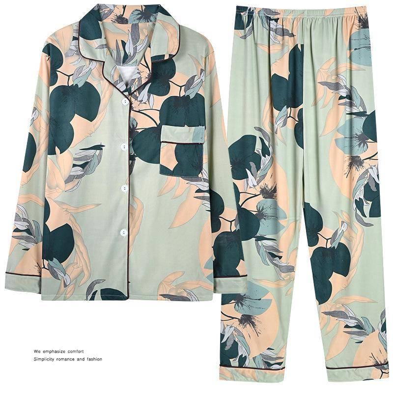 Langärmliges Pyjama-Set für Damen für Frühling und Herbst – Strickjacke mit Revers, Übergröße, vielseitig einsetzbar für zu Hause oder draußen. Extra Large von Joom DACH
