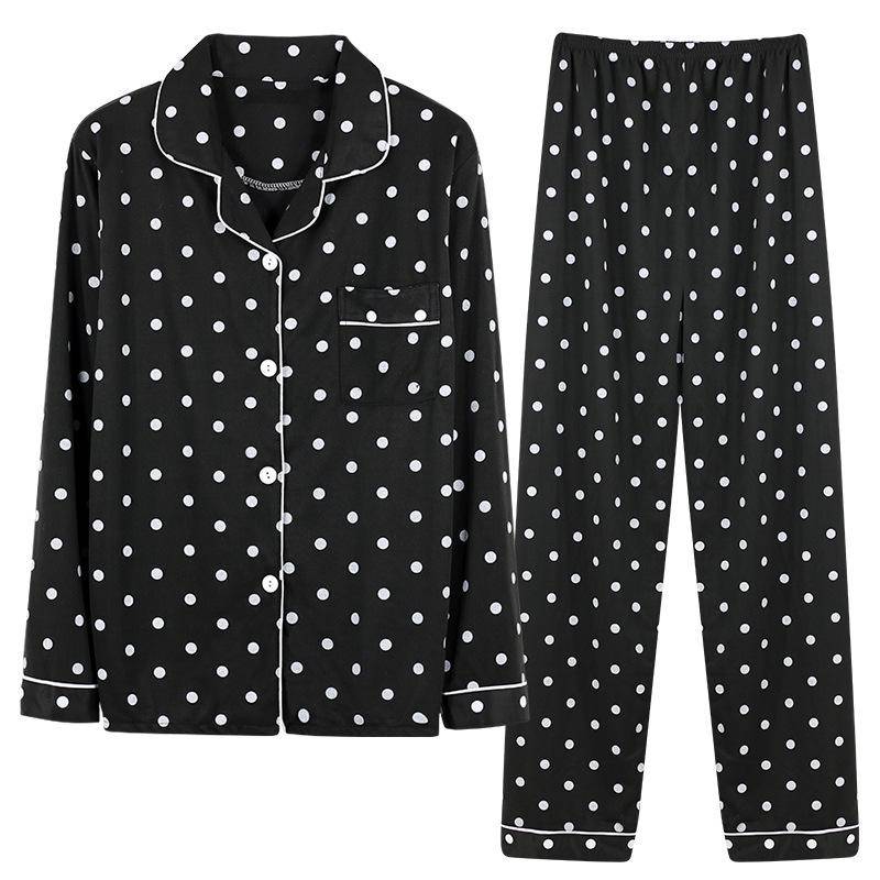 Langärmliges Pyjama-Set für Damen für Frühling und Herbst – Strickjacke mit Revers, Übergröße, vielseitig einsetzbar für zu Hause oder draußen. Extra Large von Joom DACH