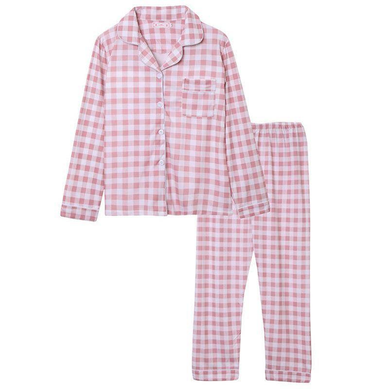 Langärmliges Pyjama-Set für Damen für Frühling und Herbst – Strickjacke mit Revers, Übergröße, vielseitig einsetzbar für zu Hause oder draußen. Extra Large von Joom DACH