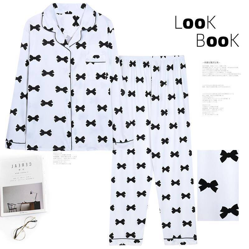 Langärmliges Pyjama-Set für Damen für Frühling und Herbst – Strickjacke mit Revers, Übergröße, vielseitig einsetzbar für zu Hause oder draußen. Extra Large von Joom DACH