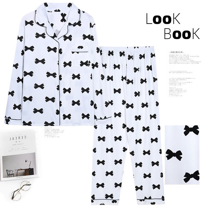 Langärmliges Pyjama-Set für Damen für Frühling und Herbst – Strickjacke mit Revers, Übergröße, vielseitig einsetzbar für zu Hause oder draußen. Large von Joom DACH