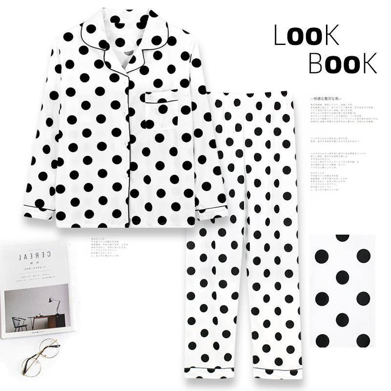 Langärmliges Pyjama-Set für Damen für Frühling und Herbst – Strickjacke mit Revers, Übergröße, vielseitig einsetzbar für zu Hause oder draußen. Medium von Joom DACH