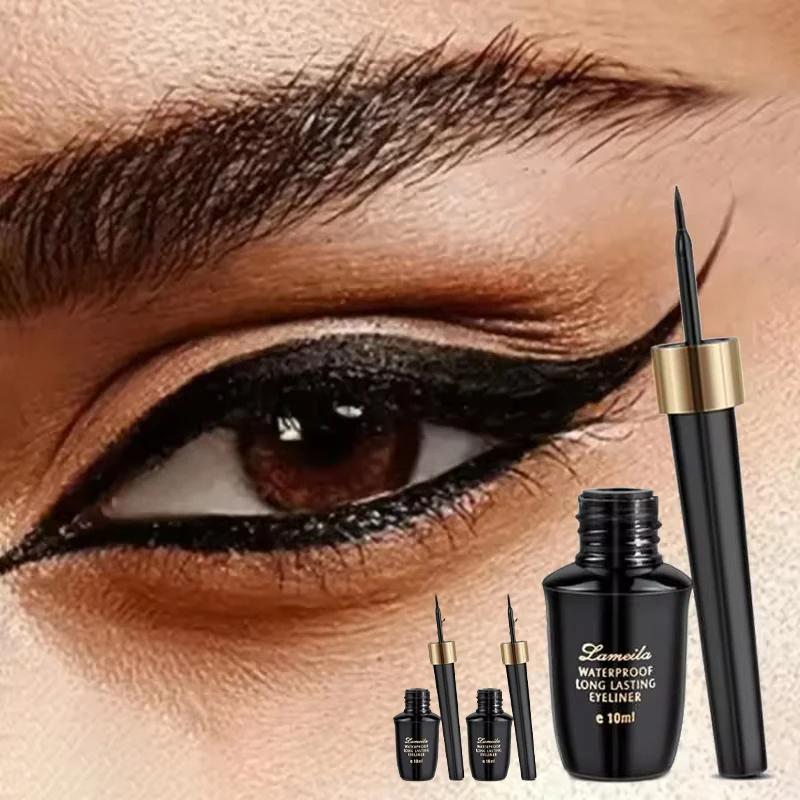 Langanhaltender Gel-Eyeliner-Stift mit harter Spitze, ultrafein, wasserfest, schwarz 3pcs von Joom DACH