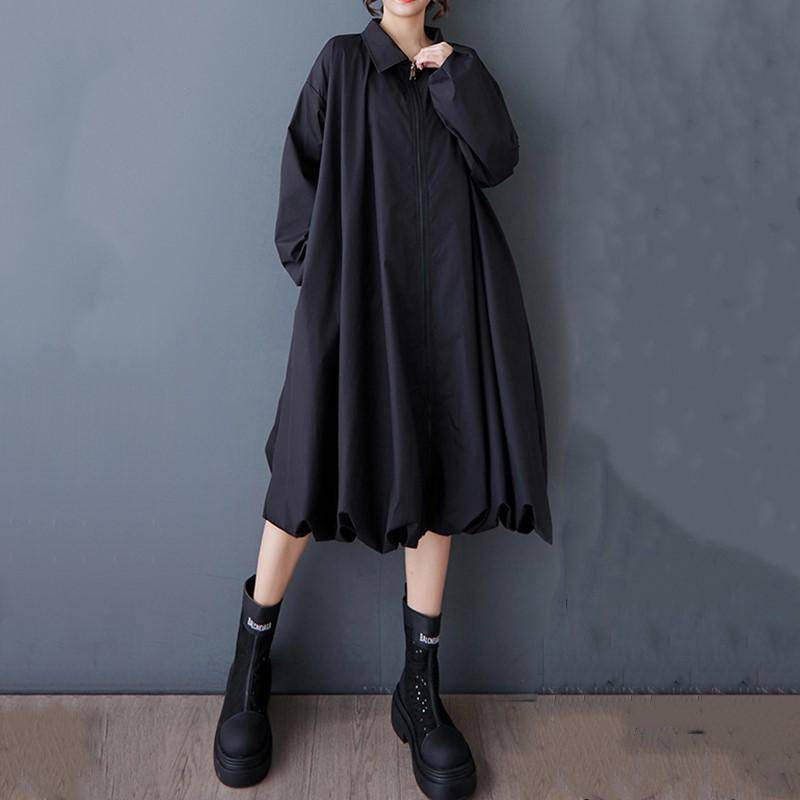 Langarm Plus Size Vintage Neu in Kleidern für Damen lässig locker Frühling Sommerkleid schwarz von Joom DACH