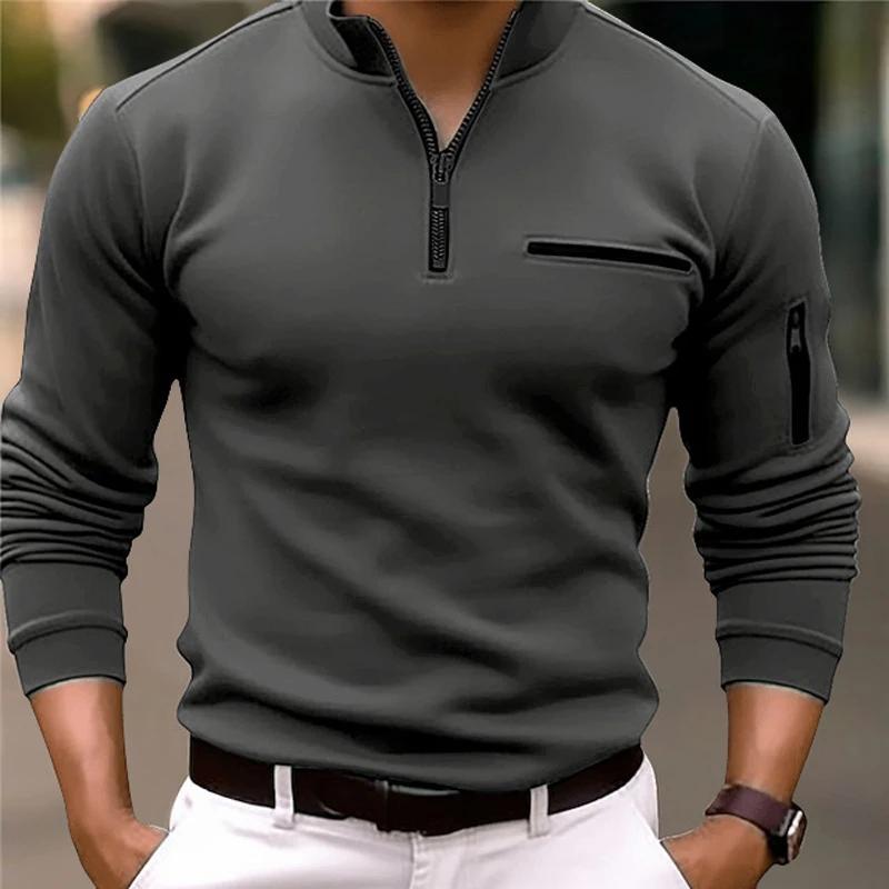 Langarm-Poloshirt für Herren, modisch, einfarbig, für Freizeit, Sport, Pullover, Golf, schmales T-Shirt, Business, Casual, Herrenbekleidung. XL dunkelgrau Langarm-Poloshirt für Herren, modisch, einfarbig, für Freizeit, Sport, Pullover, Golf, schmales T-Shirt, Business, Casual, Herrenbekleidung. XL dunkelgrau von Joom DACH