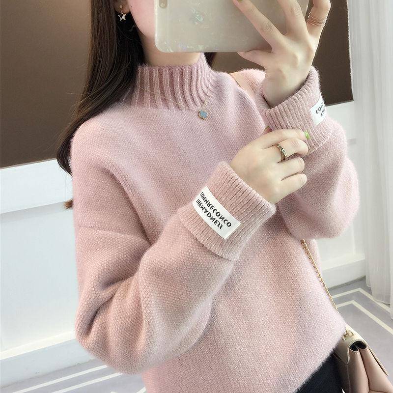 Langarm-Pullover mit hohem Kragen, Strickpullover, Damen-Herbst- und Winter-Bottom-Shirt, Wild XXXL von Joom DACH