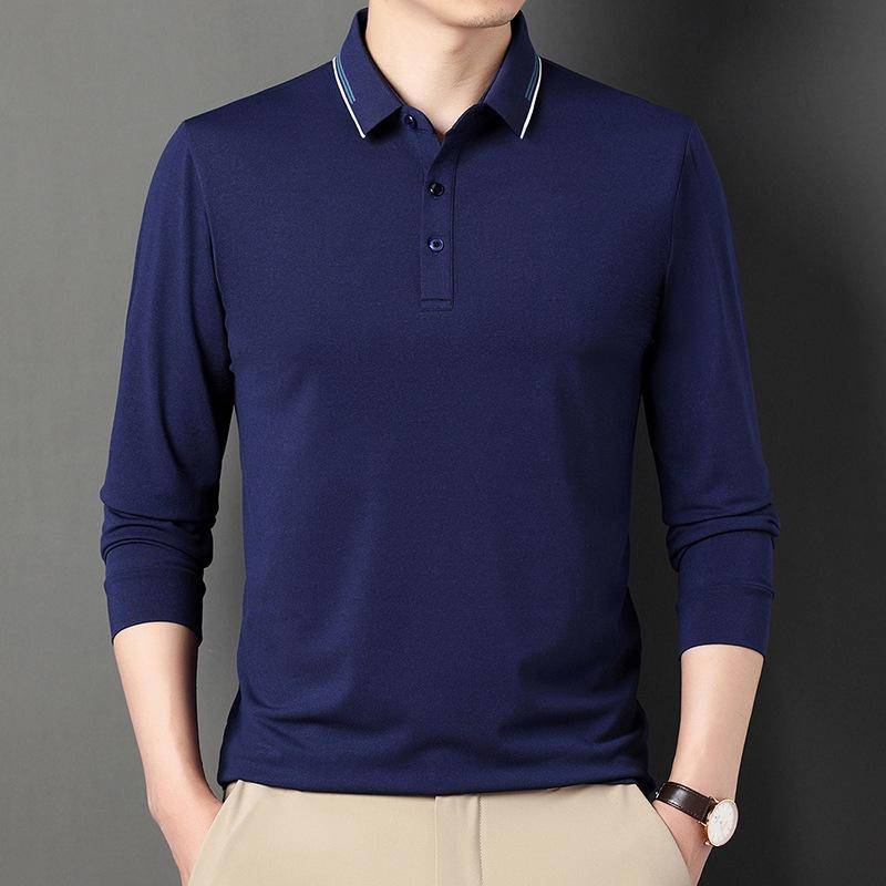 Langarm-T-Shirt Herbst Neuer Stil für Junge und Mittelalte Männer Papa Business Poloshirt Revers-T-Shirt Lässige Herrenbekleidung 4XL von Joom DACH