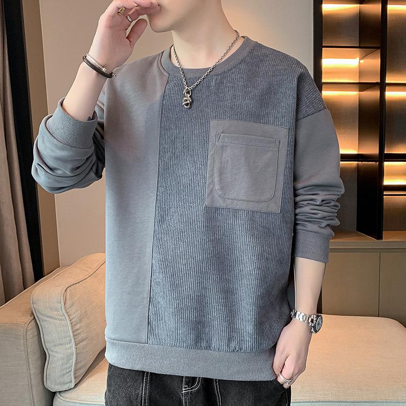 Langarm T-Shirt Herren Herbst Rundhals Loose Pullover Trend auf Kleidung Herbst und Winter Casual Plus Fleece Hoodie 3XL von Joom DACH