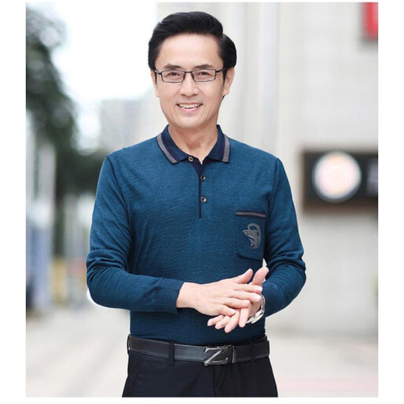 Langarm-T-Shirt für Männer mittleren Alters und ältere Männer, locker, Übergröße, Papa-Frühlingskleidung, dünnes Oberteil für Männer mittleren Alters für Frühling und Herbst, Kleidung für Opa XL von Joom DACH