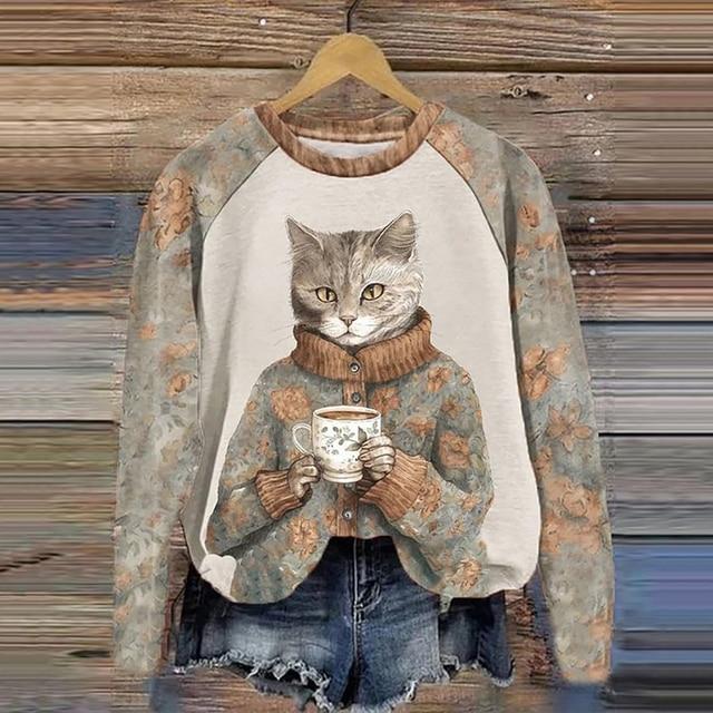 Langarm-T-Shirts für Frauen, lustige Kawaii-Katzentiere, bedruckte Sweatshirts, weiblich, niedlicher O-Ausschnitt-Pullover, Damen-Sweatshirt 6XL Langarm-T-Shirts für Frauen, lustige Kawaii-Katzentiere, bedruckte Sweatshirts, weiblich, niedlicher O-Ausschnitt-Pullover, Damen-Sweatshirt 6XL von Joom DACH