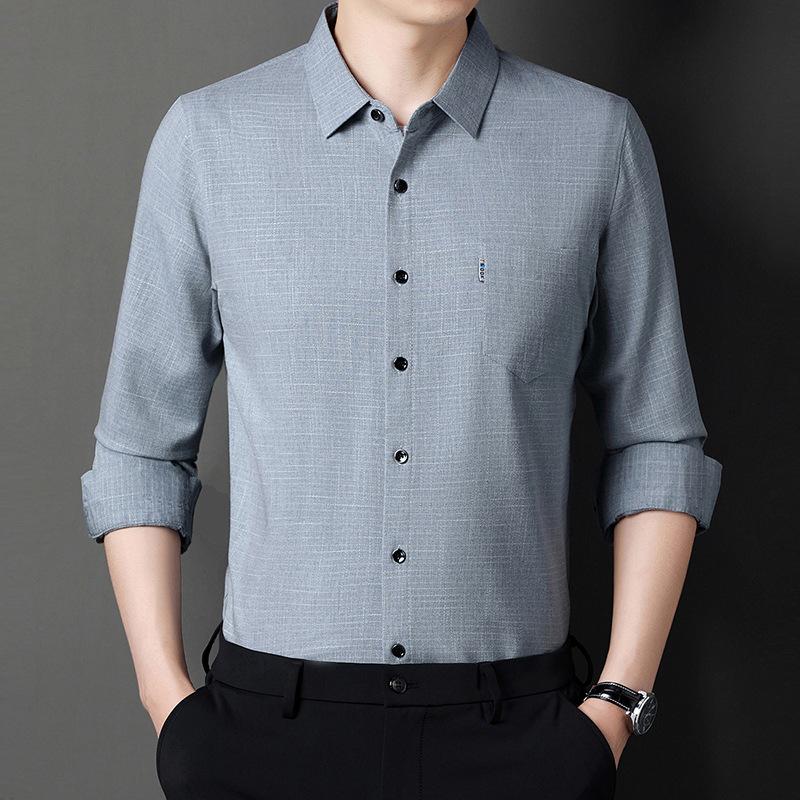 Langarm-shirt männer der Herbst Neue Ankunft Junge und Mittleren alters herren Business Zoll Einfarbig Casual dünne männer Hemd XXXL von Joom DACH