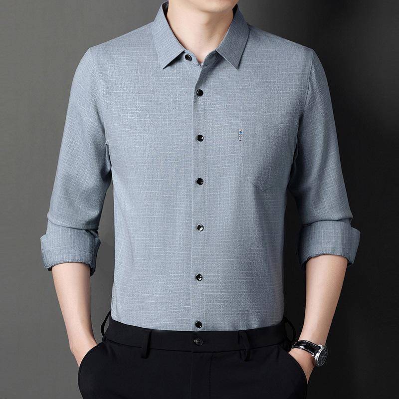 Langarm-shirt männer der Herbst Neue Ankunft Junge und Mittleren alters herren Business Zoll Einfarbig Casual dünne männer Hemd XXXL von Joom DACH