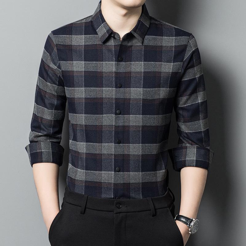 Langarmhemden für Herren, Freizeithemden im neuen koreanischen Herbststil, karierte Oberbekleidung für Frühling und Herbst, Herrenmode 3XL von Joom DACH