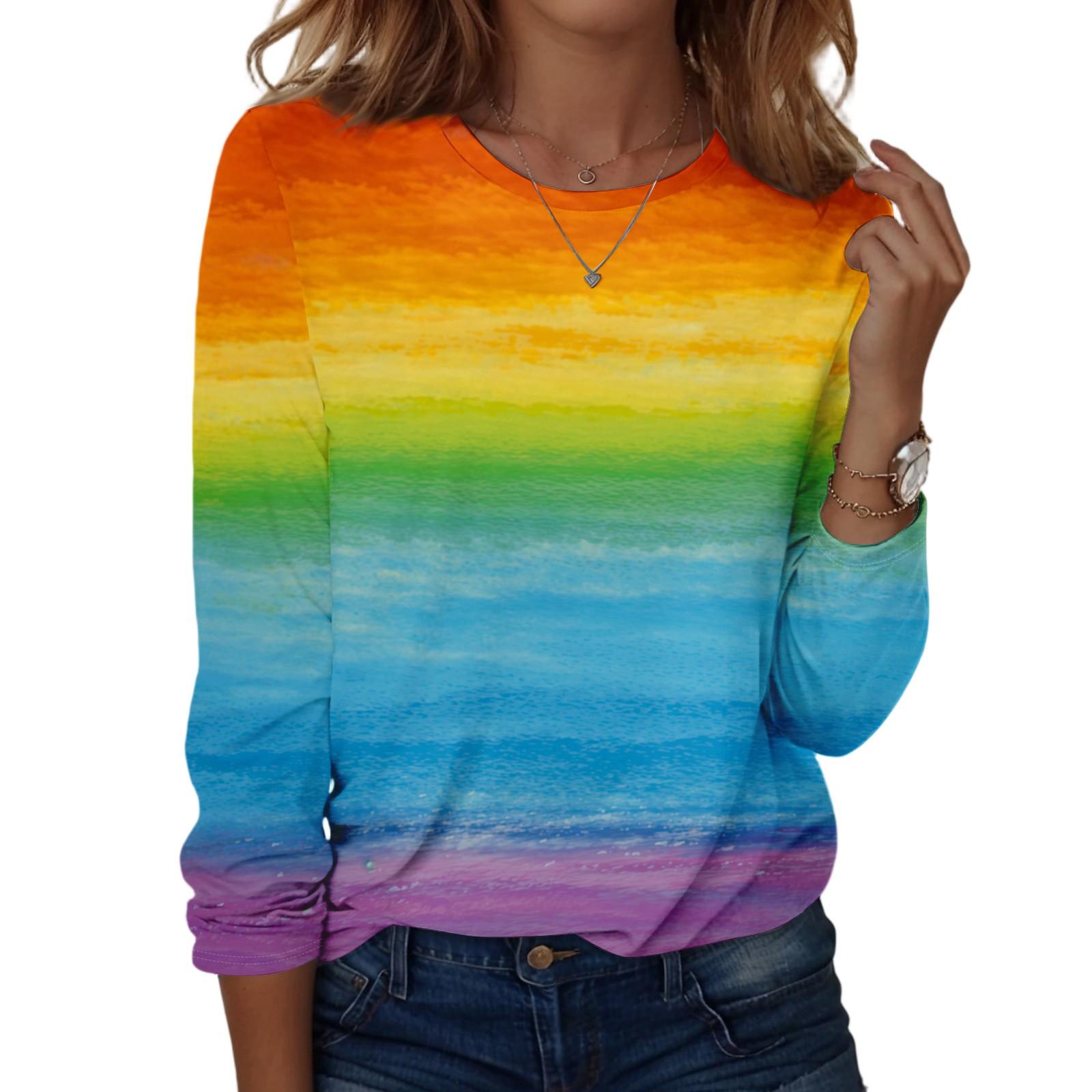 Langarmshirts für Damen, niedlicher Aufdruck, Grafik-T-Shirts, Blusen, lässig, Übergröße, Basic-Tops, Pullover XL gelb von Joom DACH