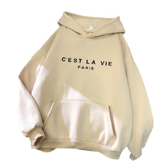 Lange Ärmel Fronttasche Kordelzug Fleece Futter Pullover Hoodie Herbst Winter Brief gedruckt lose Frauen Sweatshirt Streetwear XL khaki Lange Ärmel Fronttasche Kordelzug Fleece Futter Pullover Hoodie Herbst Winter Brief gedruckt lose Frauen Sweatshirt Streetwear XL khaki von Joom DACH