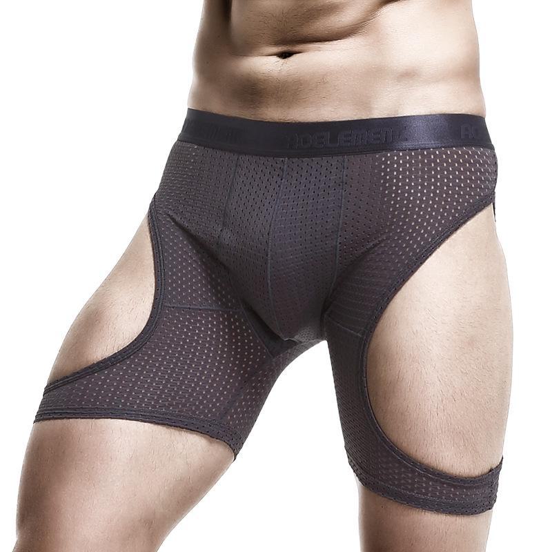 Lange Anti-Reibungs-Boxershorts aus Eisseide für Herren – Sport-Lauftights in großer Größe XXL grau von Joom DACH