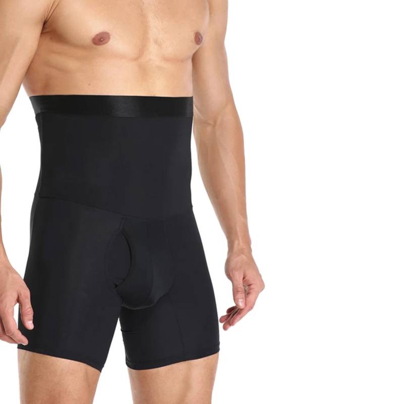 Lange Boxershorts für Herren, atmungsaktiv, figurformend, hohe Taille, Bauchkontrolle, nahtlose Herrenhöschen mit Anti-Rutsch-Streifen M von Joom DACH